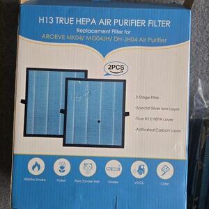 2 Pack H13 True HEPA Air Purifier Filter for AROEVE MK04 MG04JH DH-JH04 AFLBK042